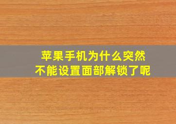 苹果手机为什么突然不能设置面部解锁了呢