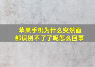 苹果手机为什么突然面部识别不了了呢怎么回事