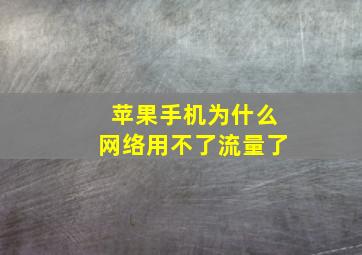 苹果手机为什么网络用不了流量了