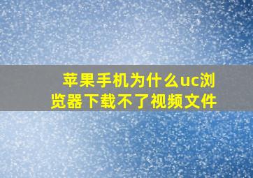 苹果手机为什么uc浏览器下载不了视频文件