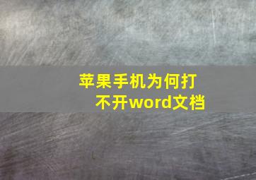 苹果手机为何打不开word文档