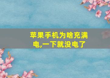 苹果手机为啥充满电,一下就没电了