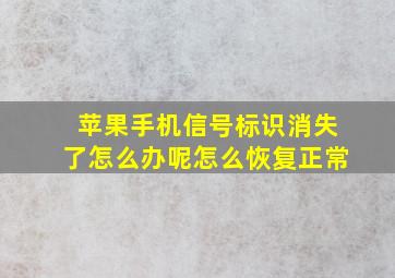 苹果手机信号标识消失了怎么办呢怎么恢复正常