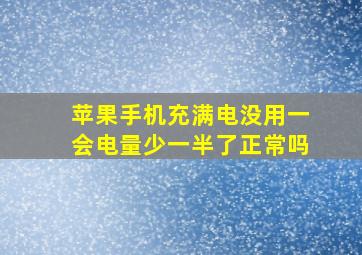 苹果手机充满电没用一会电量少一半了正常吗