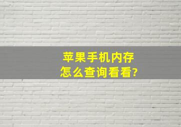 苹果手机内存怎么查询看看?