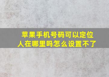 苹果手机号码可以定位人在哪里吗怎么设置不了