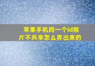 苹果手机同一个id照片不共享怎么弄出来的