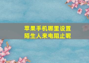 苹果手机哪里设置陌生人来电阻止呢