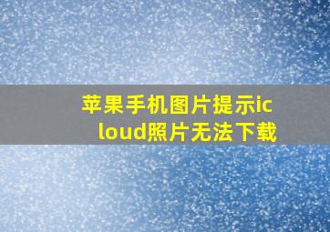 苹果手机图片提示icloud照片无法下载