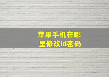 苹果手机在哪里修改id密码