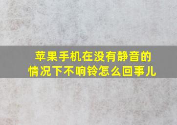 苹果手机在没有静音的情况下不响铃怎么回事儿