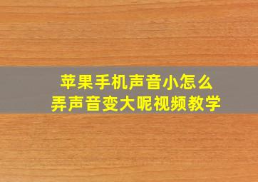 苹果手机声音小怎么弄声音变大呢视频教学