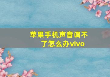 苹果手机声音调不了怎么办vivo