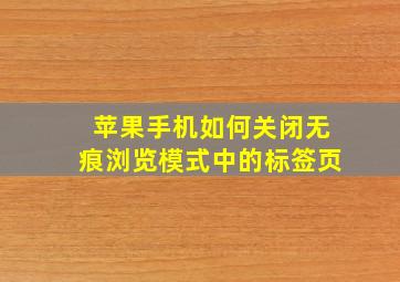 苹果手机如何关闭无痕浏览模式中的标签页