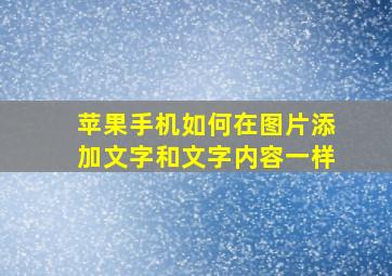 苹果手机如何在图片添加文字和文字内容一样