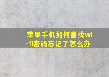 苹果手机如何查找wi-fi密码忘记了怎么办