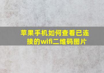 苹果手机如何查看已连接的wifi二维码图片