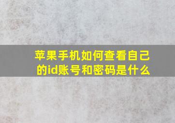 苹果手机如何查看自己的id账号和密码是什么