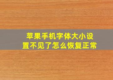 苹果手机字体大小设置不见了怎么恢复正常