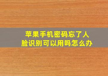 苹果手机密码忘了人脸识别可以用吗怎么办