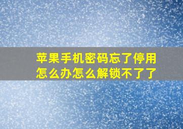 苹果手机密码忘了停用怎么办怎么解锁不了了