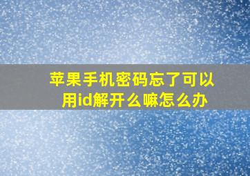 苹果手机密码忘了可以用id解开么嘛怎么办