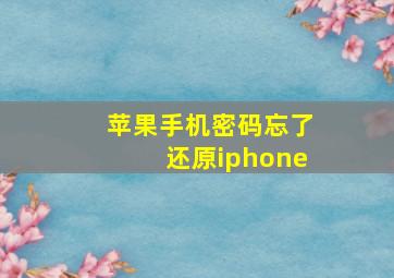 苹果手机密码忘了还原iphone