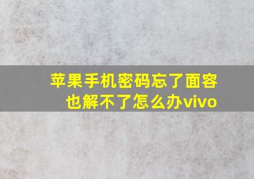 苹果手机密码忘了面容也解不了怎么办vivo