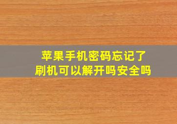 苹果手机密码忘记了刷机可以解开吗安全吗