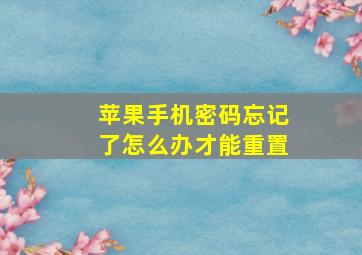 苹果手机密码忘记了怎么办才能重置