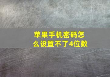 苹果手机密码怎么设置不了4位数