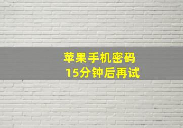 苹果手机密码15分钟后再试