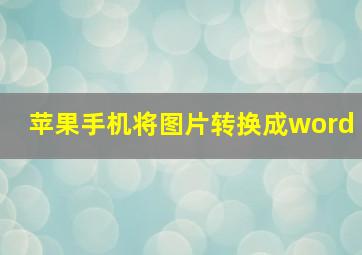 苹果手机将图片转换成word