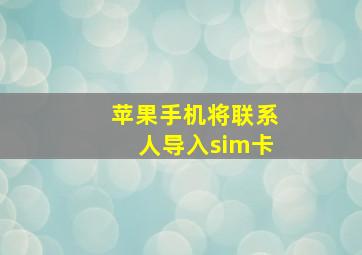 苹果手机将联系人导入sim卡