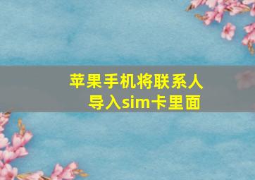 苹果手机将联系人导入sim卡里面