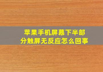 苹果手机屏幕下半部分触屏无反应怎么回事