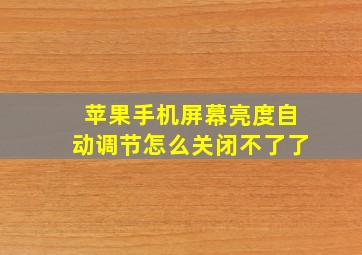 苹果手机屏幕亮度自动调节怎么关闭不了了