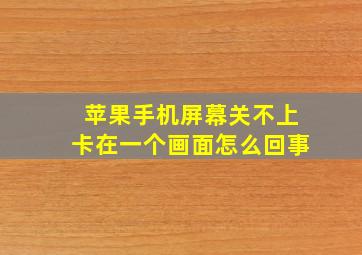 苹果手机屏幕关不上卡在一个画面怎么回事