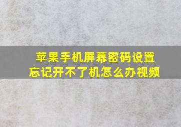 苹果手机屏幕密码设置忘记开不了机怎么办视频