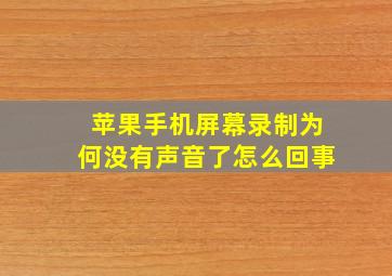 苹果手机屏幕录制为何没有声音了怎么回事