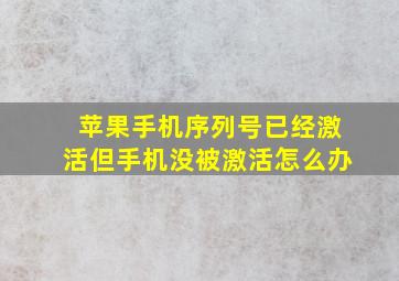 苹果手机序列号已经激活但手机没被激活怎么办