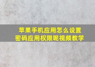 苹果手机应用怎么设置密码应用权限呢视频教学