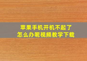 苹果手机开机不起了怎么办呢视频教学下载