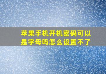 苹果手机开机密码可以是字母吗怎么设置不了