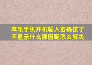 苹果手机开机输入密码按了不显示什么原因呢怎么解决