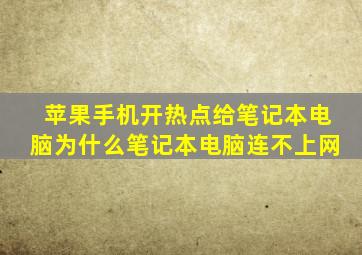 苹果手机开热点给笔记本电脑为什么笔记本电脑连不上网