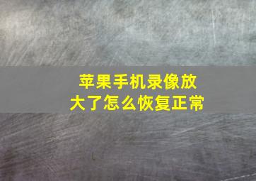 苹果手机录像放大了怎么恢复正常