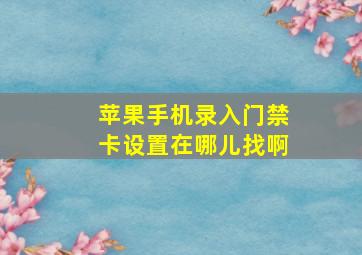 苹果手机录入门禁卡设置在哪儿找啊