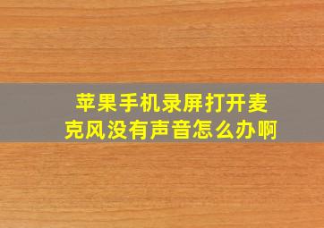 苹果手机录屏打开麦克风没有声音怎么办啊