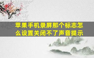 苹果手机录屏那个标志怎么设置关闭不了声音提示